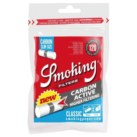 Smoking Filters Classic Slim Watte & Aktivkohle 6 mm
