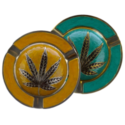 Leaf Metal Cendrier Vert & Or, 6 pcs