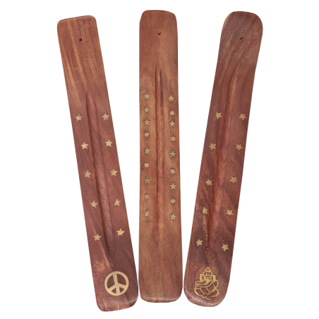 Wood Incense holder stars, moons and other symbols