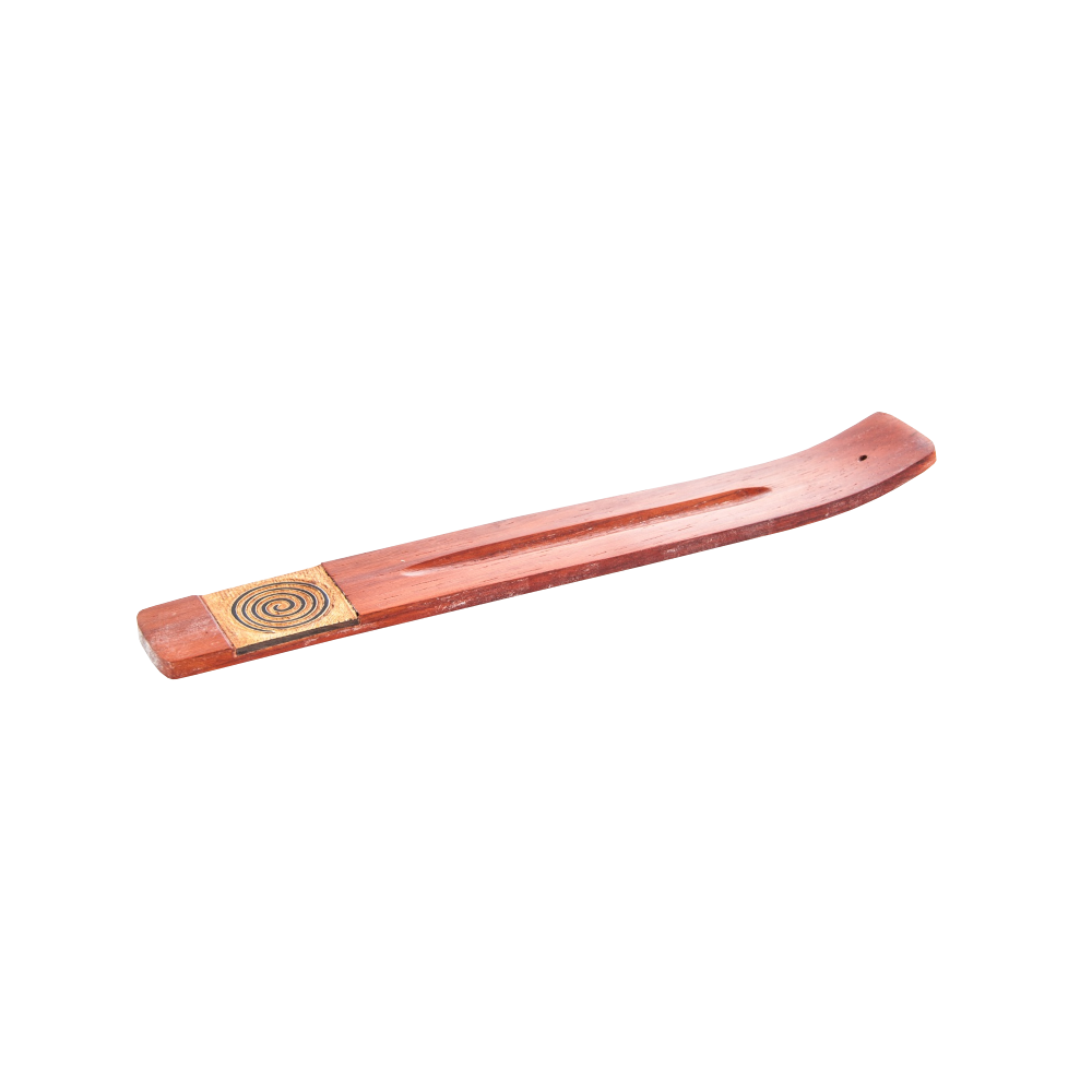Incense holder red wood with spiral