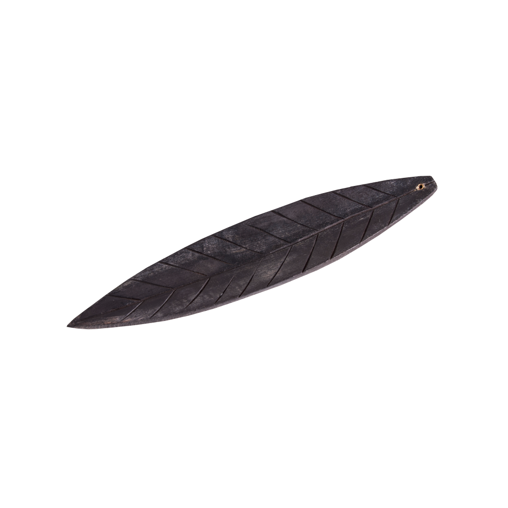 White metal incense holder leaf brown