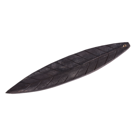 White metal incense holder leaf brown