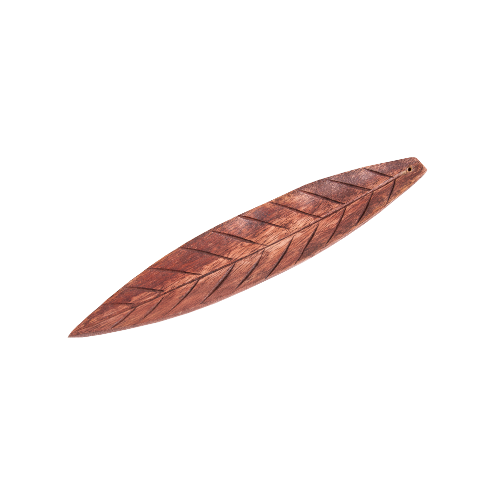 Incense holder wood Brown Leaf