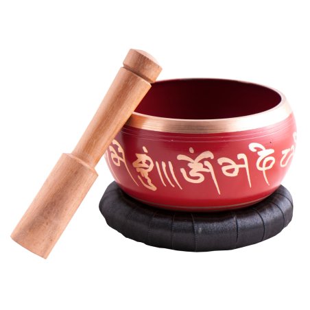 Bol chantant Lotus, rouge en boîte cadeau