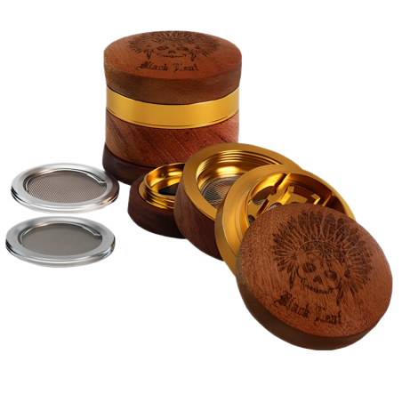Black Leaf Holz-Alu Grinder "Indianer", 4-tlg