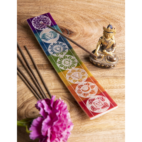 7 Chakras Räucherstäbchenhalter Speckstein