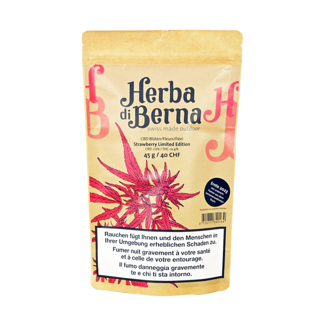 Herba di Berna Strawberry Outdoor CBD fleurs, 40g