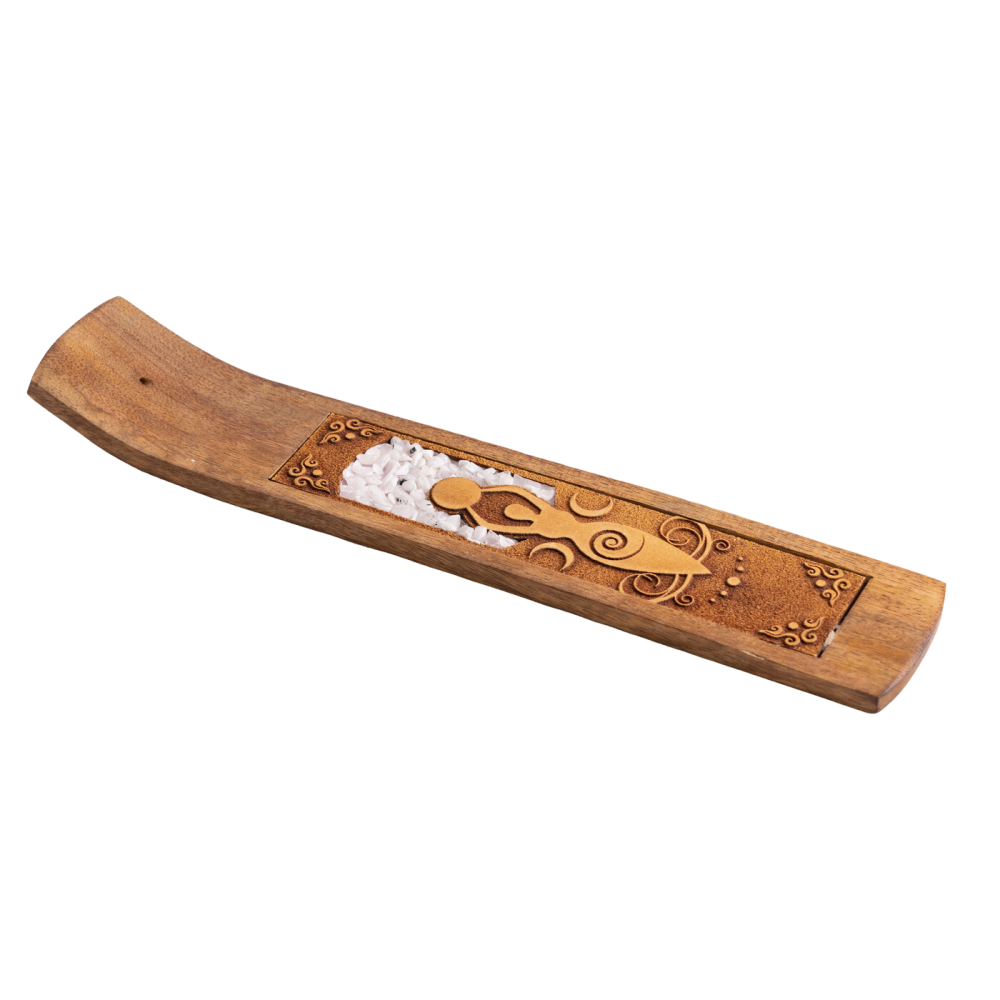 Moon goddess with rainbow moonstone, Incense holder for incense sticks