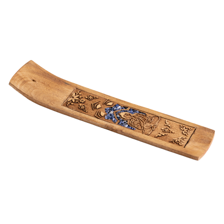 Bouddha avec sodalite, Support en bois pour bâtonnets d'encens