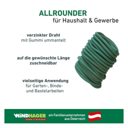 Windhager Garden wire with rubber coating – 5 m fixing wire for plants and more