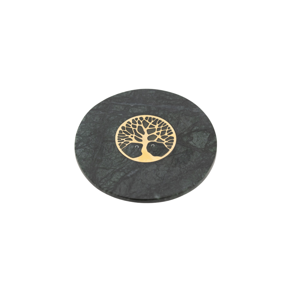 Berk Porte-encens Yggdrasil en marbre vert avec incrustation en laiton