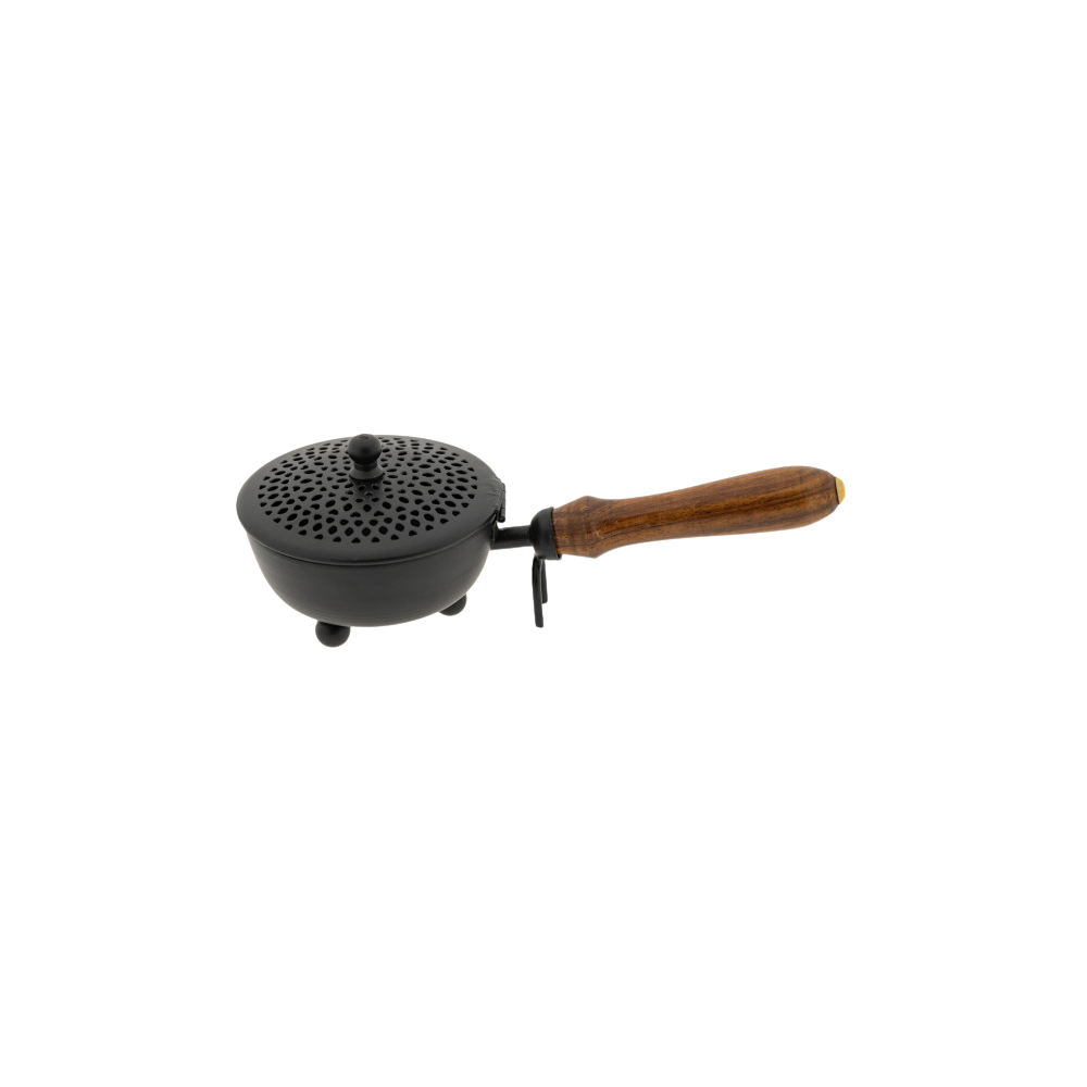 Berk Amon carrying vessel – iron incense burner with wooden handle