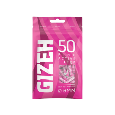 Gizeh Pink Activated charcoal Filter 6mm - 50 pcs.