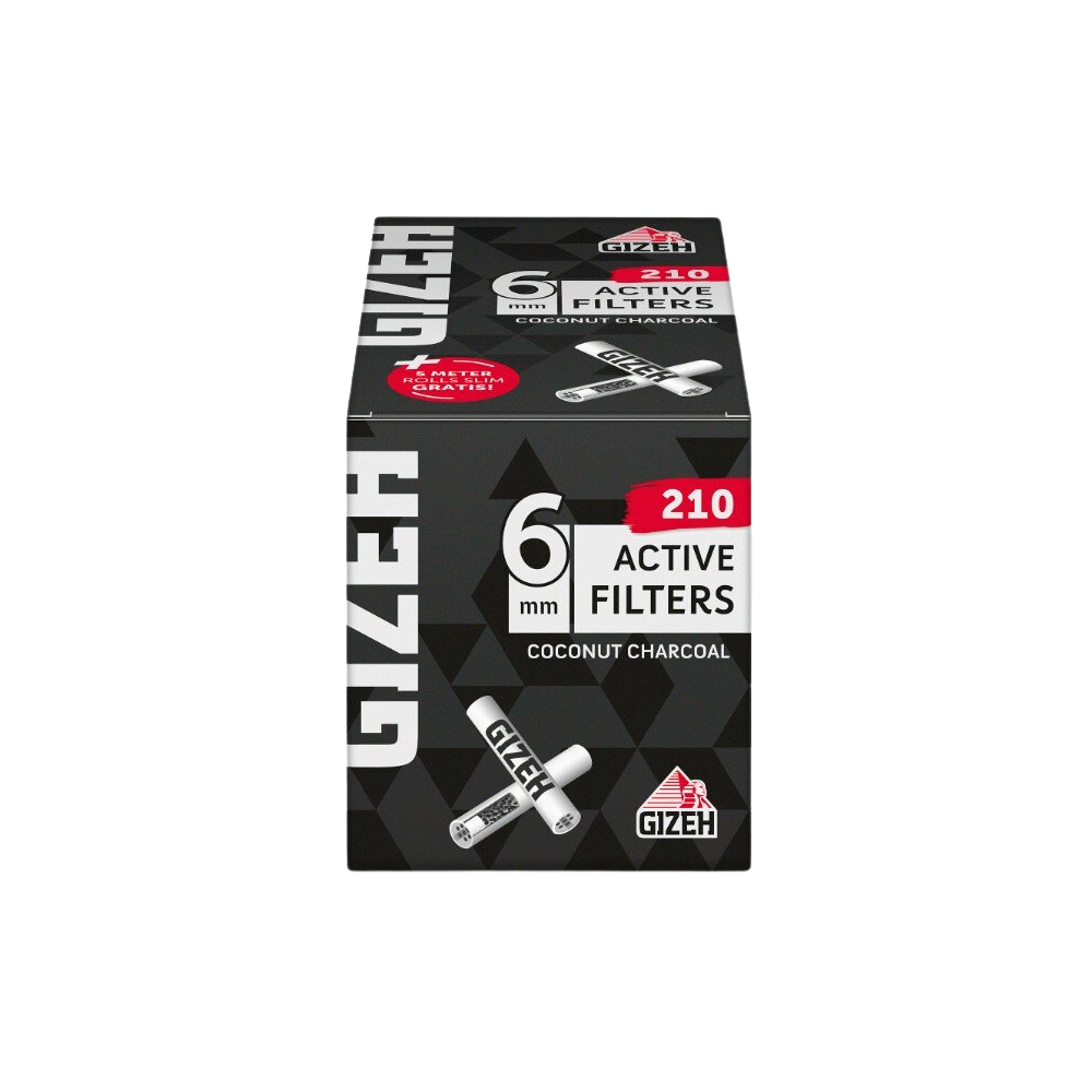 Gizeh Filtres à charbon actif 6 mm + rouleaux gratuits – paquet de 210