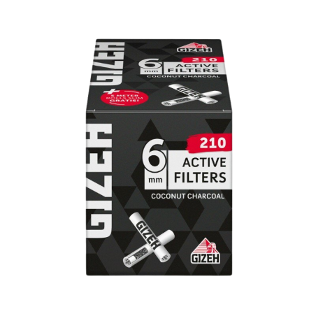 Gizeh Activated carbon filters 6 mm + free rolls – pack of 210 pcs.