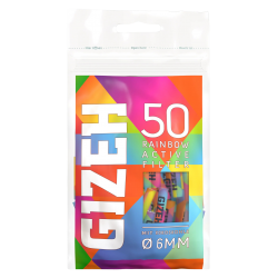 Gizeh Rainbow Activated charcoal Filter 6mm - 50 pcs.