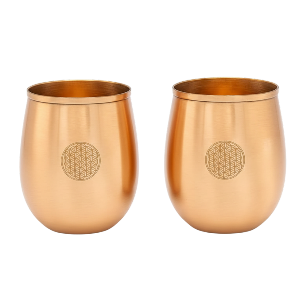 Gobelet en cuivre Fleur de vie, 350 ml, 2 pcs.