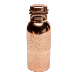 Bouteille en cuivre – motif floral gravé , 500 ml