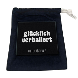 Glücklich Verballert - Robustes Echtglas Brettchen, 10x10cm
