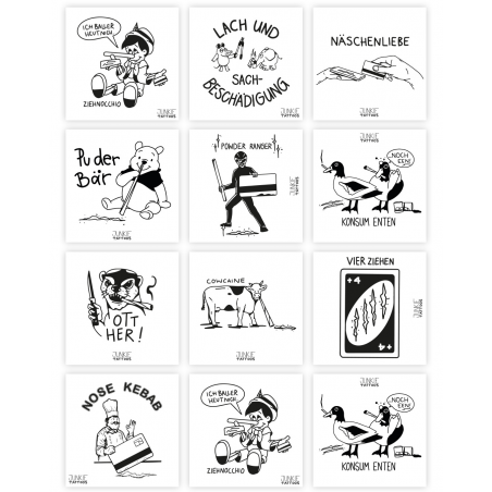 Junkie Tattoos - Sticker Pack, 20 Sticker, 10 Motive, 10x10cm
