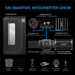 AC Infinity AI+ Grow Zelt-System PRO 120 x 120 x 200 cm, 4-Pflanzen-Set