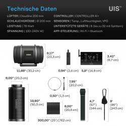 AC Infinity Kit de filtration d'air AI+ PRO 200 mm