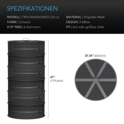 AC Infinity Séchoir suspendu, Ø 60 cm, six niveaux