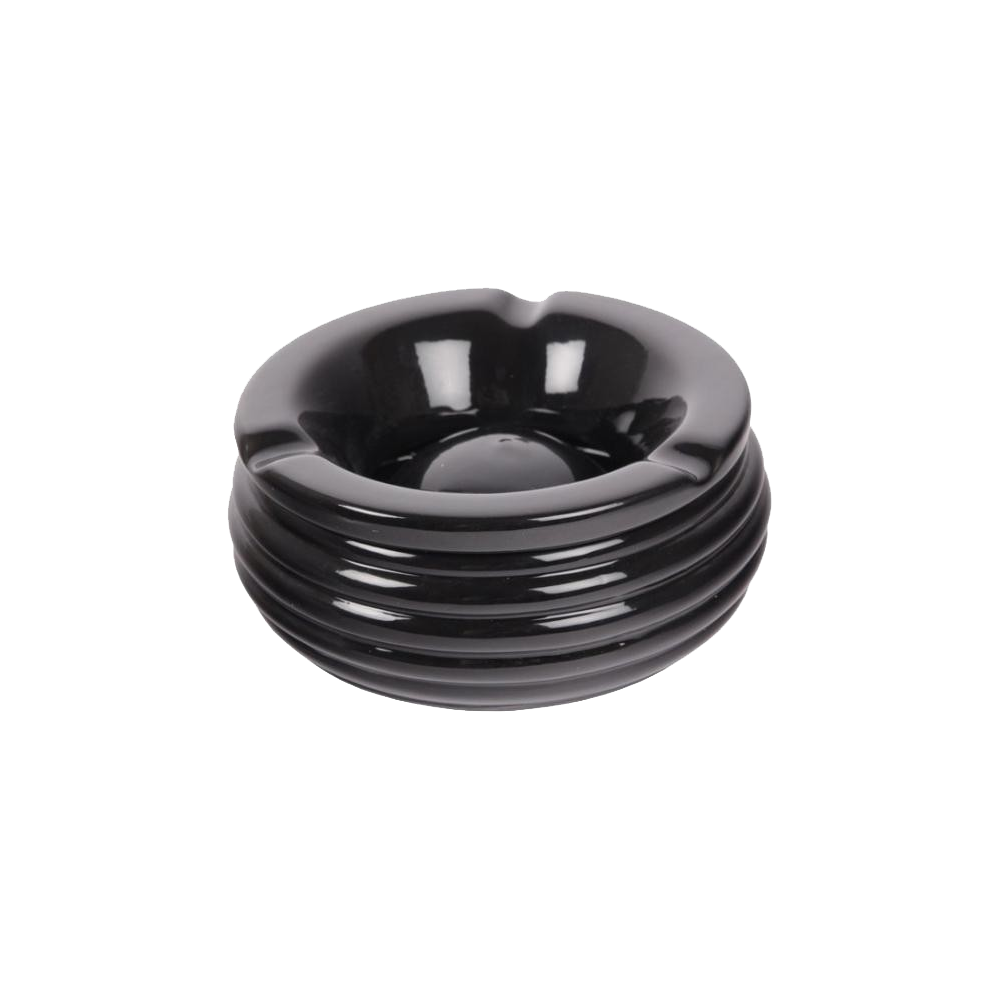 Cendrier du vent céramique noire avec rainures 14cm
